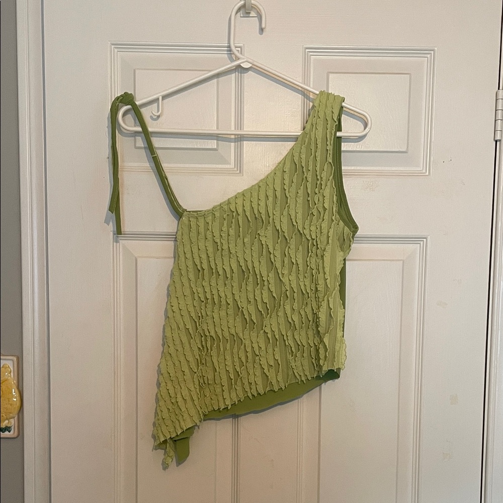 Lime Green One-Shoulder Funky Tank Top